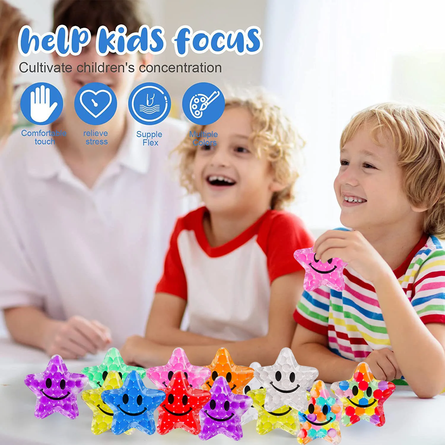 10/20/30/50 Stück Pentagramm-Wasserperlenball Stressabbau-Ball Knautsch-Musikball Farbiger Entlüftungsball Spielzeug Fidget Toy Squishy Anti-Stress – Detail 7