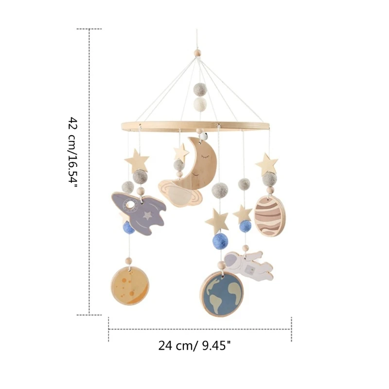 Crib Ornament Toy Wooden Hanging Rattle Crib Mobile Toy Baby Stroller Decoration D5QF