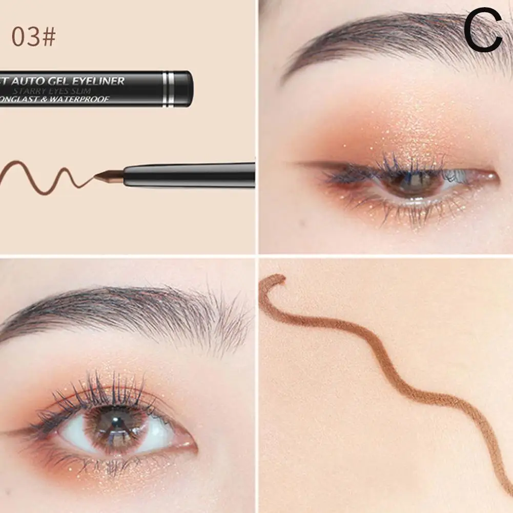 1PC Kobiety Płynny czarny klej Eyeliner Niezwykle cienki eyeliner Makijaż oczu Narzędzie Wodoodporna wkładka Wodoodporna kredka do oczu Long-la C5T2