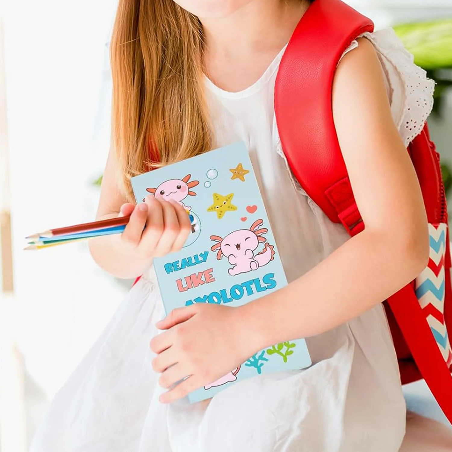 1/2 Sets Axolotl Haftnotizen Niedliche Cartoon Rosa Notizblöcke Weihnachts-Geschenkset für Mädchen Partyzubehör Schulbedarf für Schüler Schule Büro – Detail 6