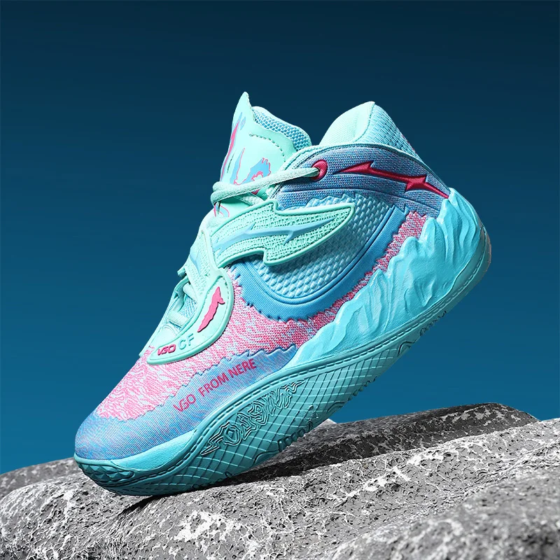 

2025 New Couples Basketball Shoes Shock-Absorbant High Top Sneakers Breathable Basketball Sneakers Fashion Outdoor Sport Shoes