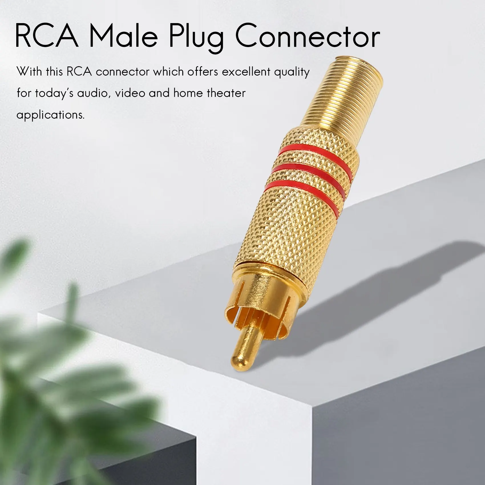 10pcs Gold Tone Male RCA Plug Audio Connector Metal Spring Adapter