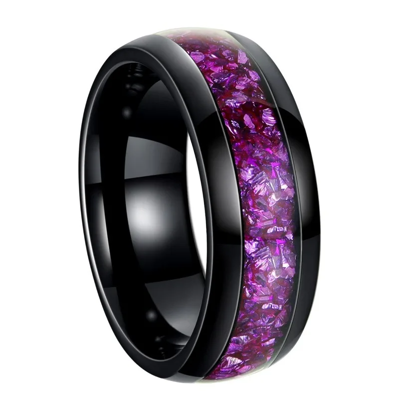 

Hot-selling new amethyst jewelry high-end men's ring titanium steel ring wedding ring couple jewelry