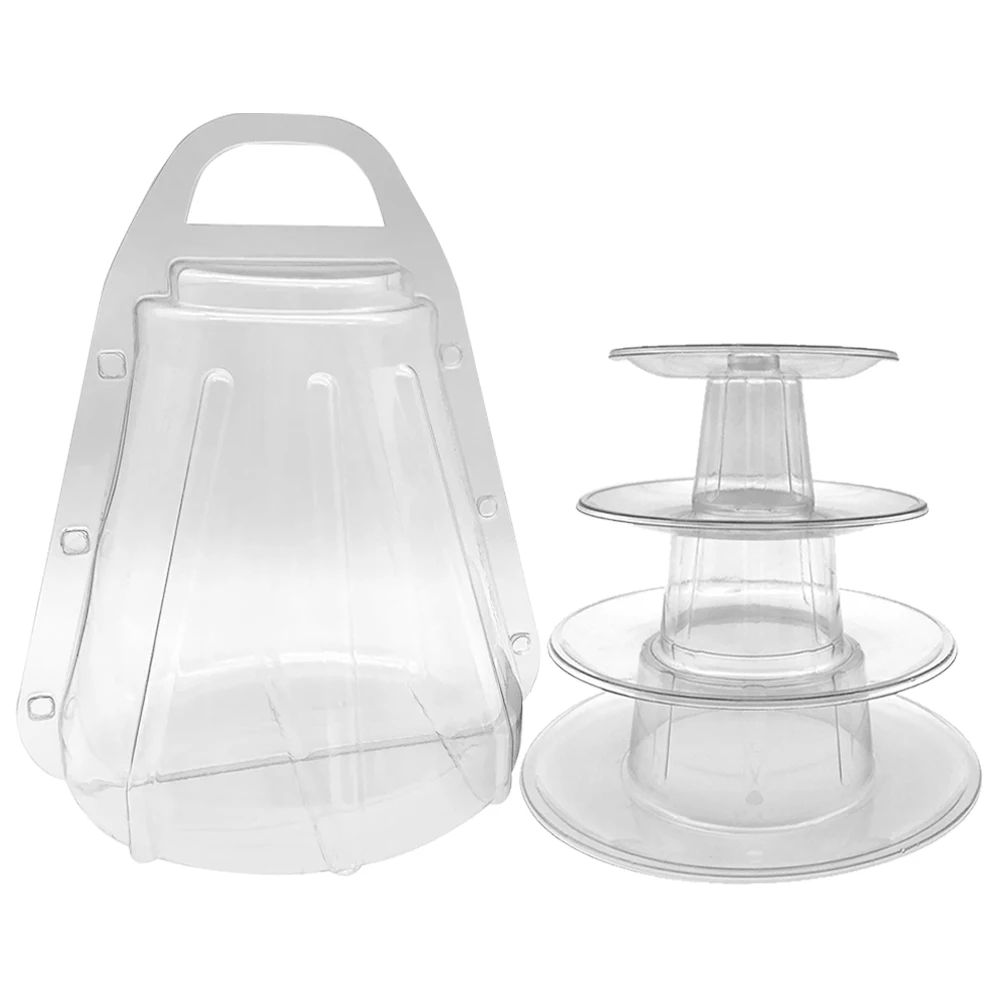 1 Satz Makronenbox aus Kunststoff, transparent, für Desserts, Verpackung, Behälter, Griff, Kuchen, Kekse, Aufbewahrung, staubdicht, fliegengeschützt, leicht zu tragen