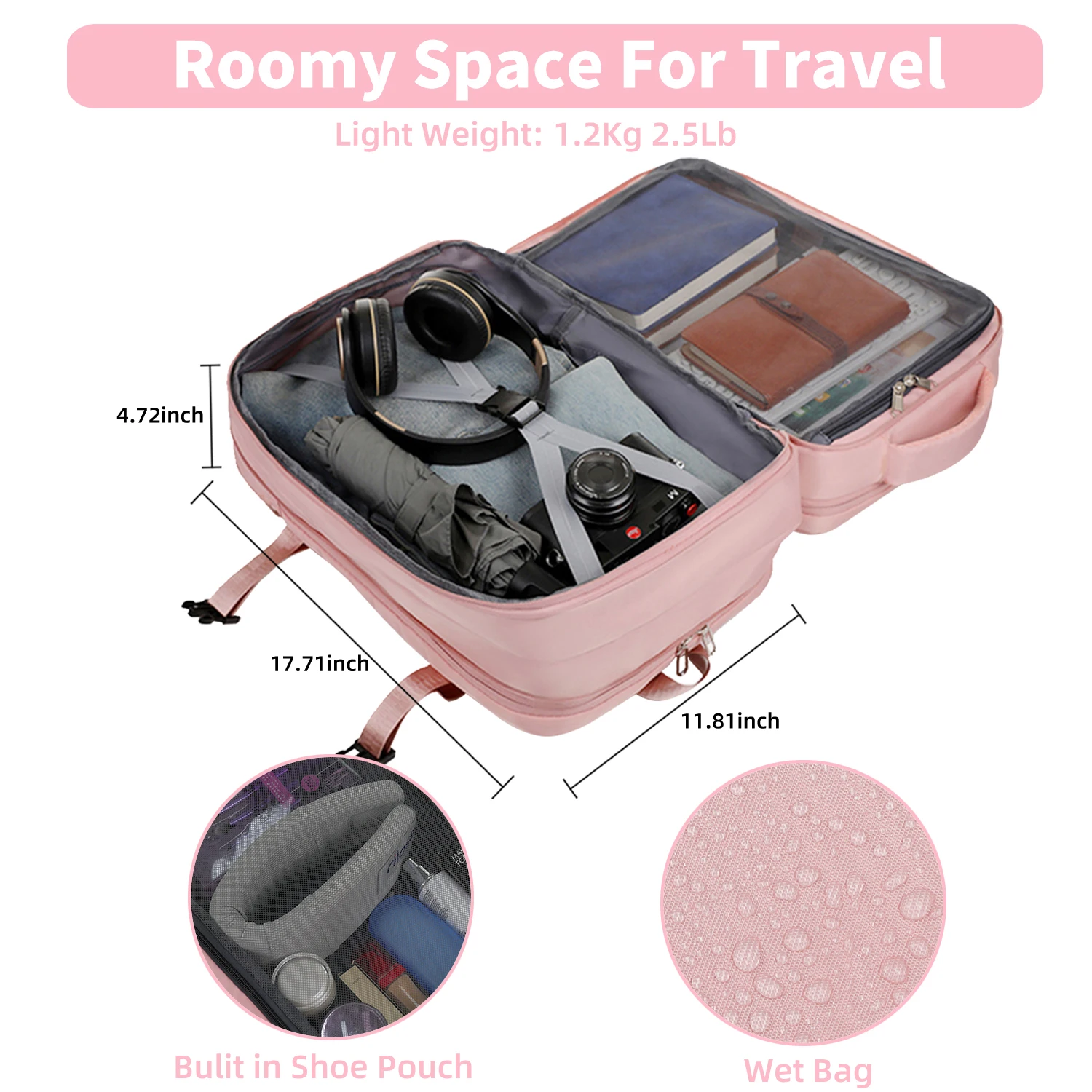 Travel Backpack for Women Man Large Capacity Carry On Luggage Travel Bag with USB Charging Port Personal Item Backpack 15.6inch