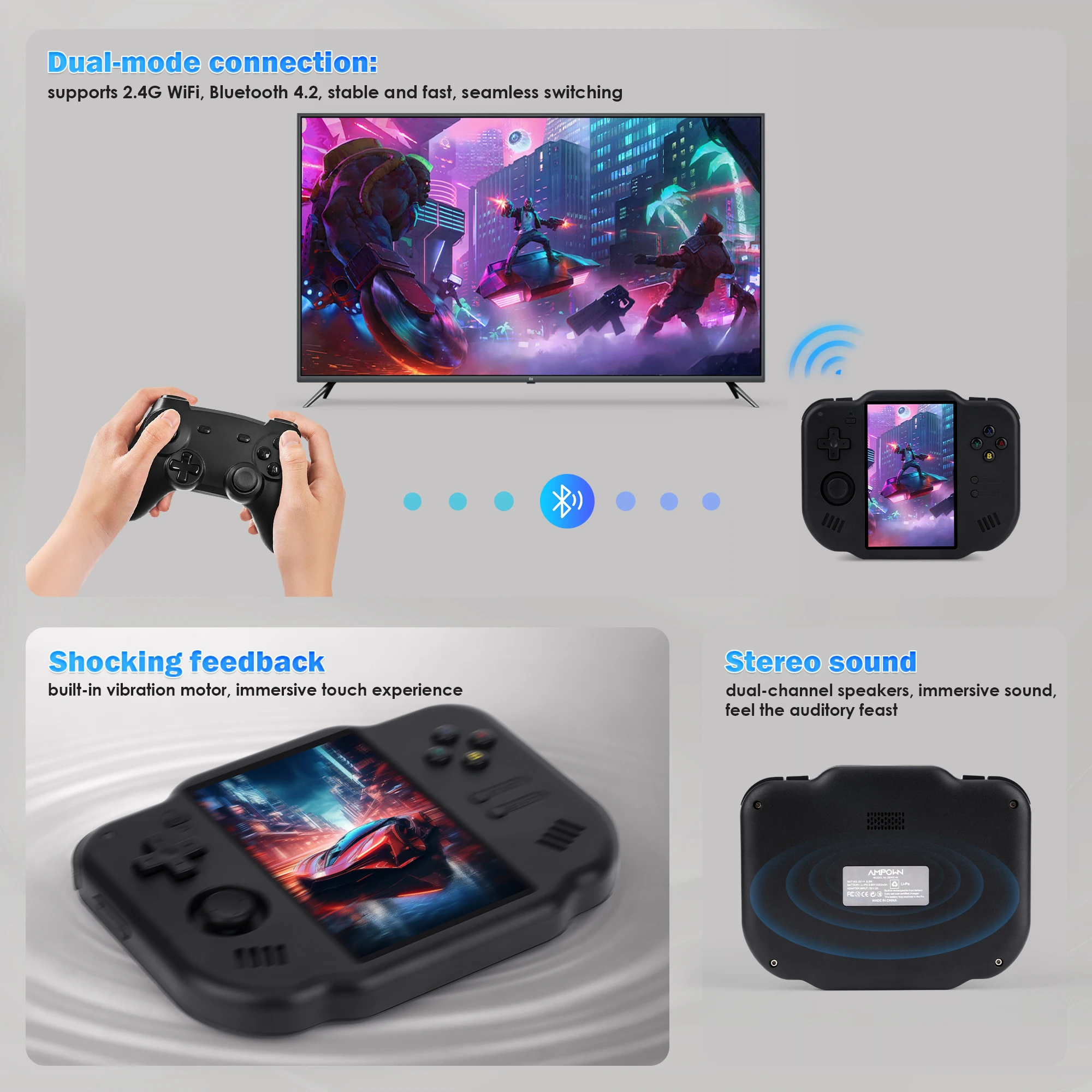 미니 제로 40 휴대용 수직형 게임기, 4인치 IPS 풀뷰 스크린 2.4G WiFi, 64비트 안드로이드 시스템, 게임