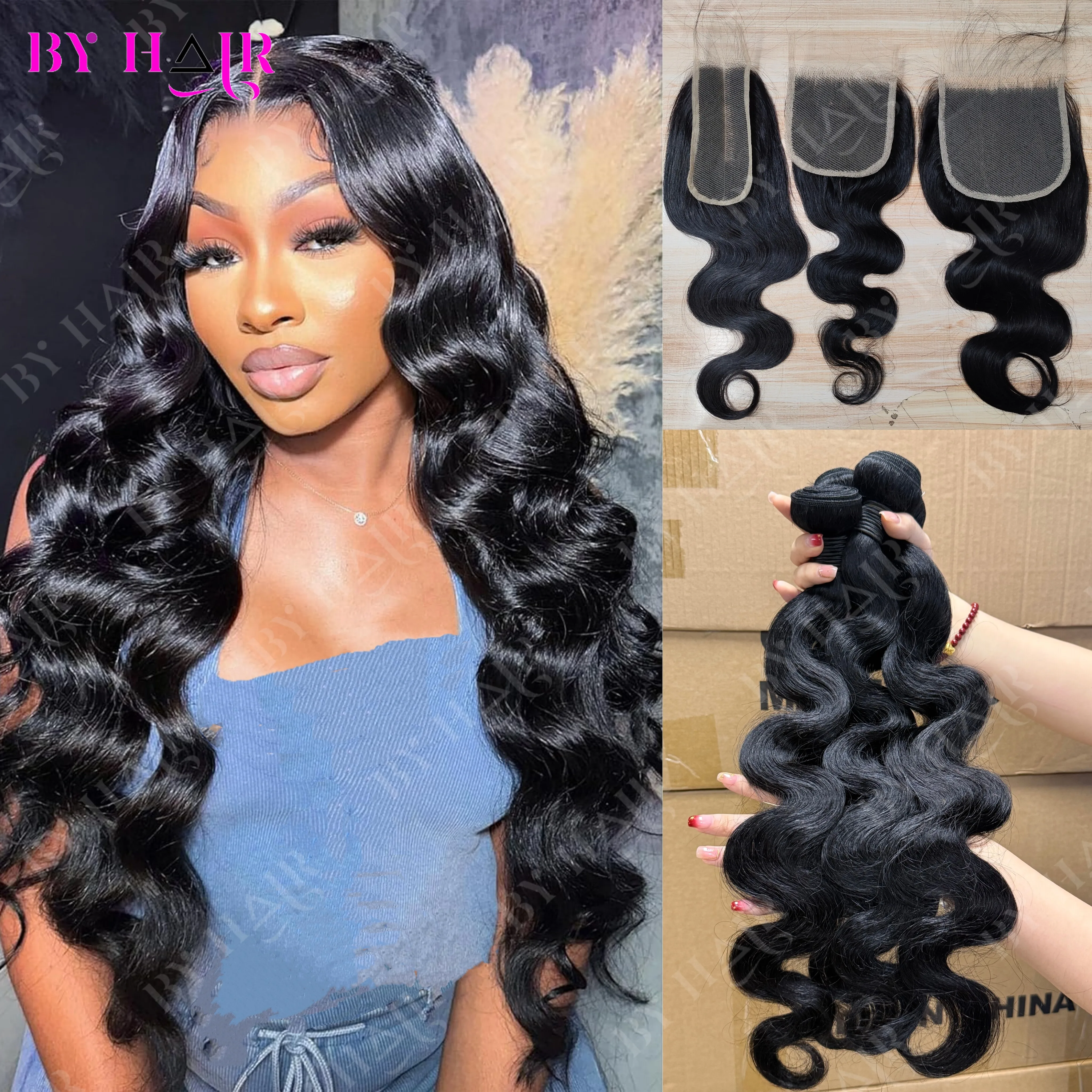

Body Wave Bundles With Closure 100% Human Hair Bundles With 4x4 Closure Raw Hair Bundles Natural Human Hair Bundles With Frontal