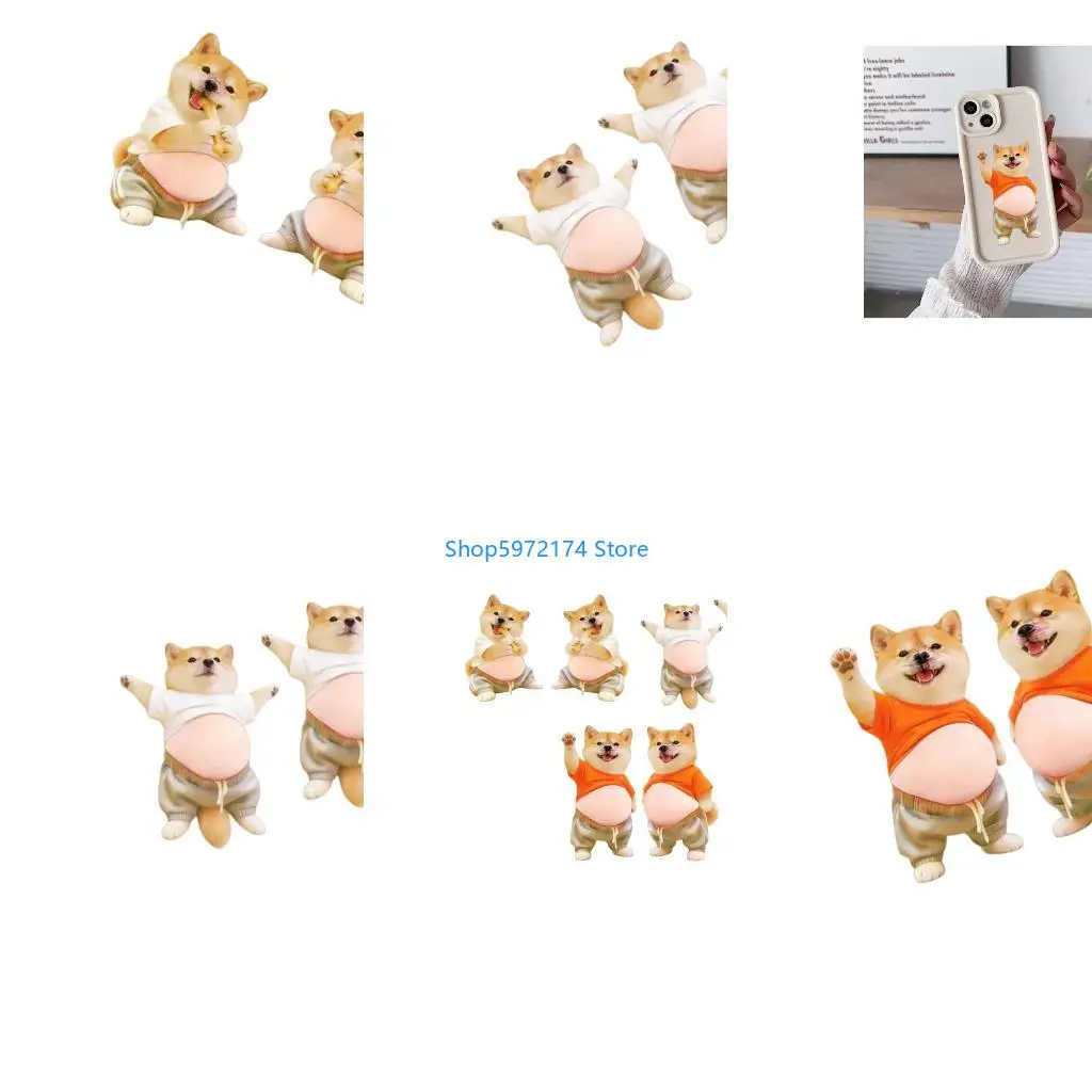Y3NB Shiba Inu Fun Belly Dog Squeeze Toy Sticker with Soft Material for Anxiety Relief Play