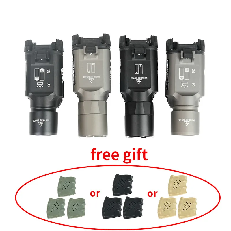 Image of Taktische X300 X300U LED-Taschenlampe Pistolenhalterung G17 G19 Jagd-Scout-Licht Passend für 20MM Schiene Geschenk 3 Stück Taktische Griffabdeckungen