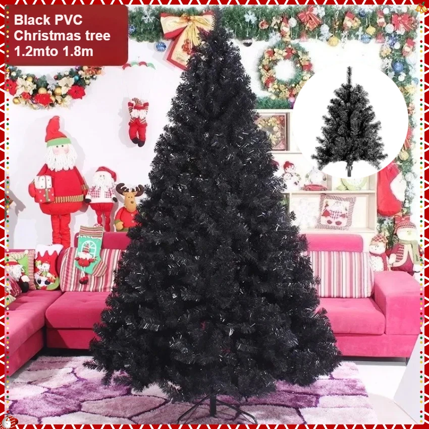 

Artificial Christmas Tree PVC Encrypted Material Black Christmas Tree 1.2m-1.8m Christmas Party Scene Atmosphere Decorations