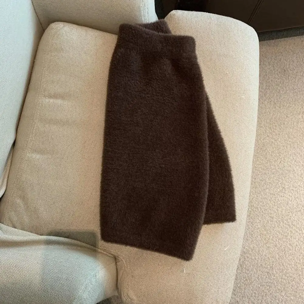 

Breathable Skirt Viscose Fiber Skirt Cozy Imitation Mink Fleece Mini Skirt for Winter High-waisted Wrapped Short for Wear Street