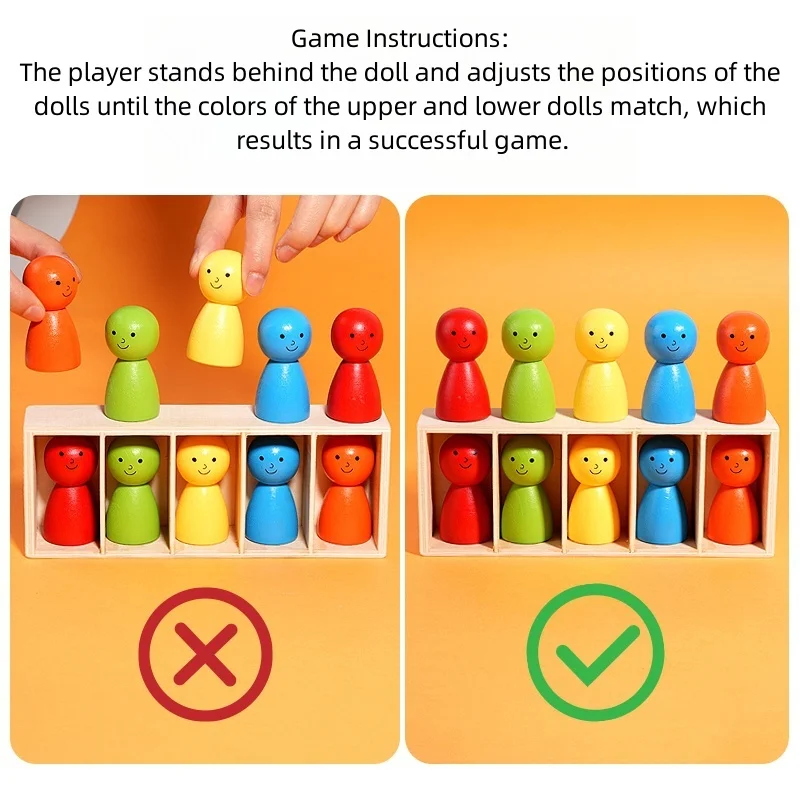 A Set Includes a Wooden Box, 10Pcs Colorful Dolls, Colorful Game, Educational Desktop Toys for Home Entertainment and Learning, Ideal Gift for Thanksgiving, Birthdays, Easter, Young Educational Toys