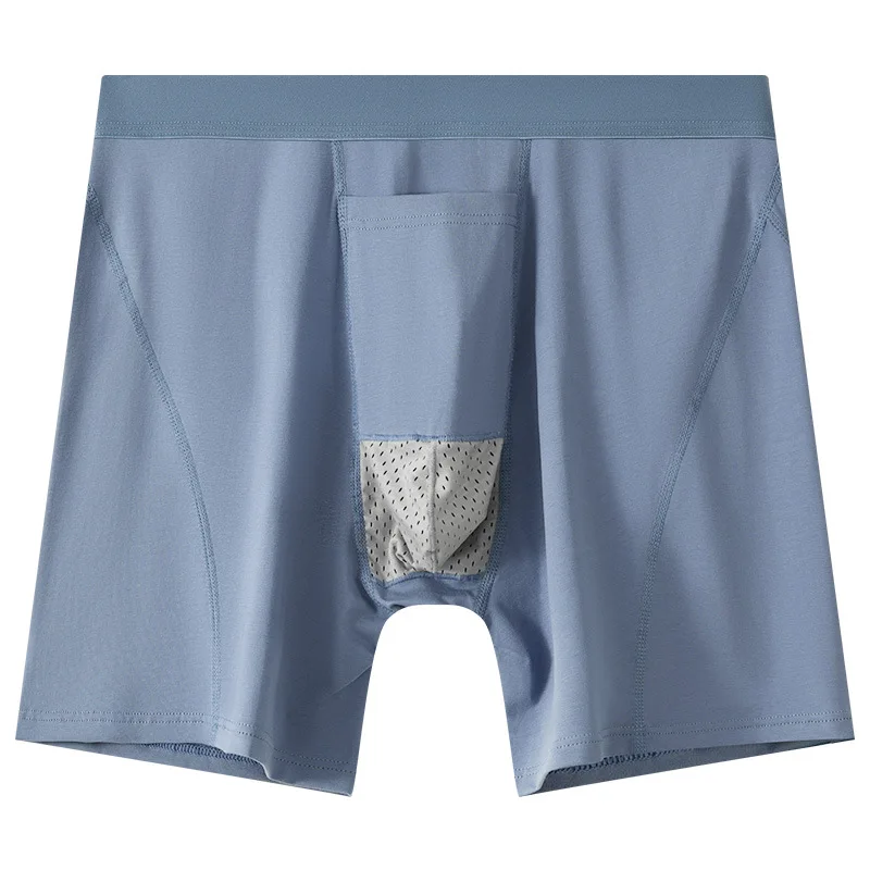 

Mens Cotton Underwear Long Leg Boxer Shorts Anti Chafing Separate Pouch Athletic Workout Anti Ride Ropa Interior Deportiva