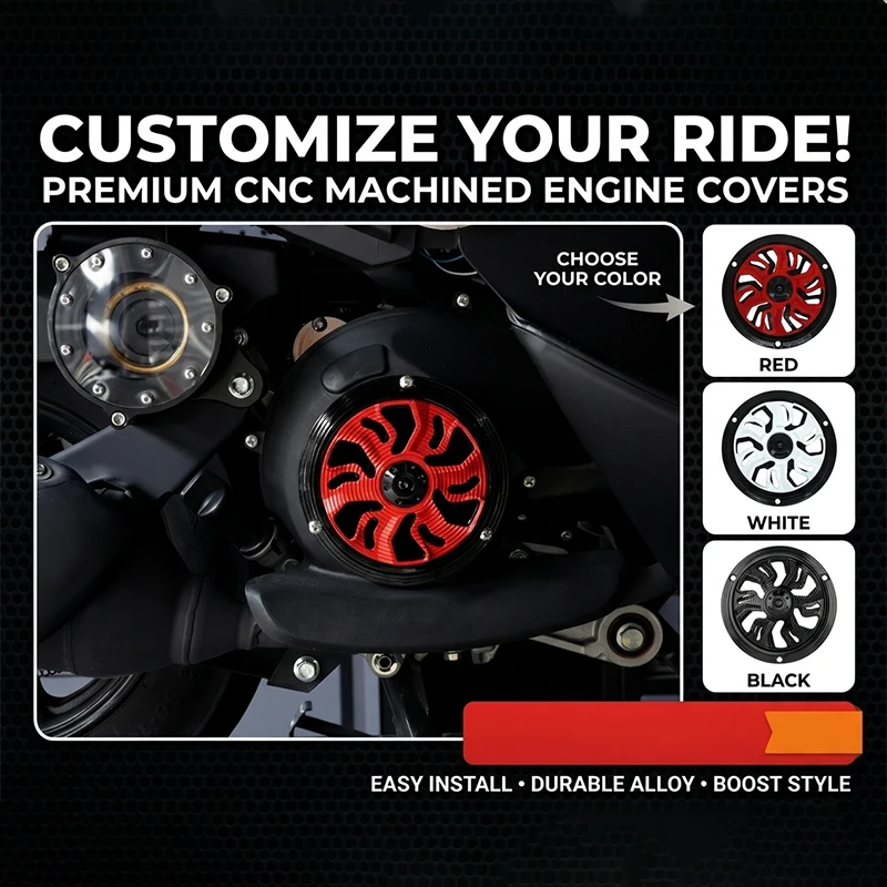 SEAMETAL Motorcycle Engine Fan Protector Aluminum Alloy Cooling Cover Rotating Center Engine Decorative Fan Covers Accessories