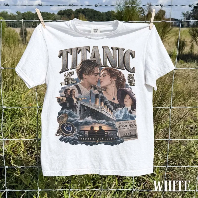 Titanic Movie T-shirt, 90s Retro Movie T-shirt Suitable for All Seasons, Unisex Retro T-shirt