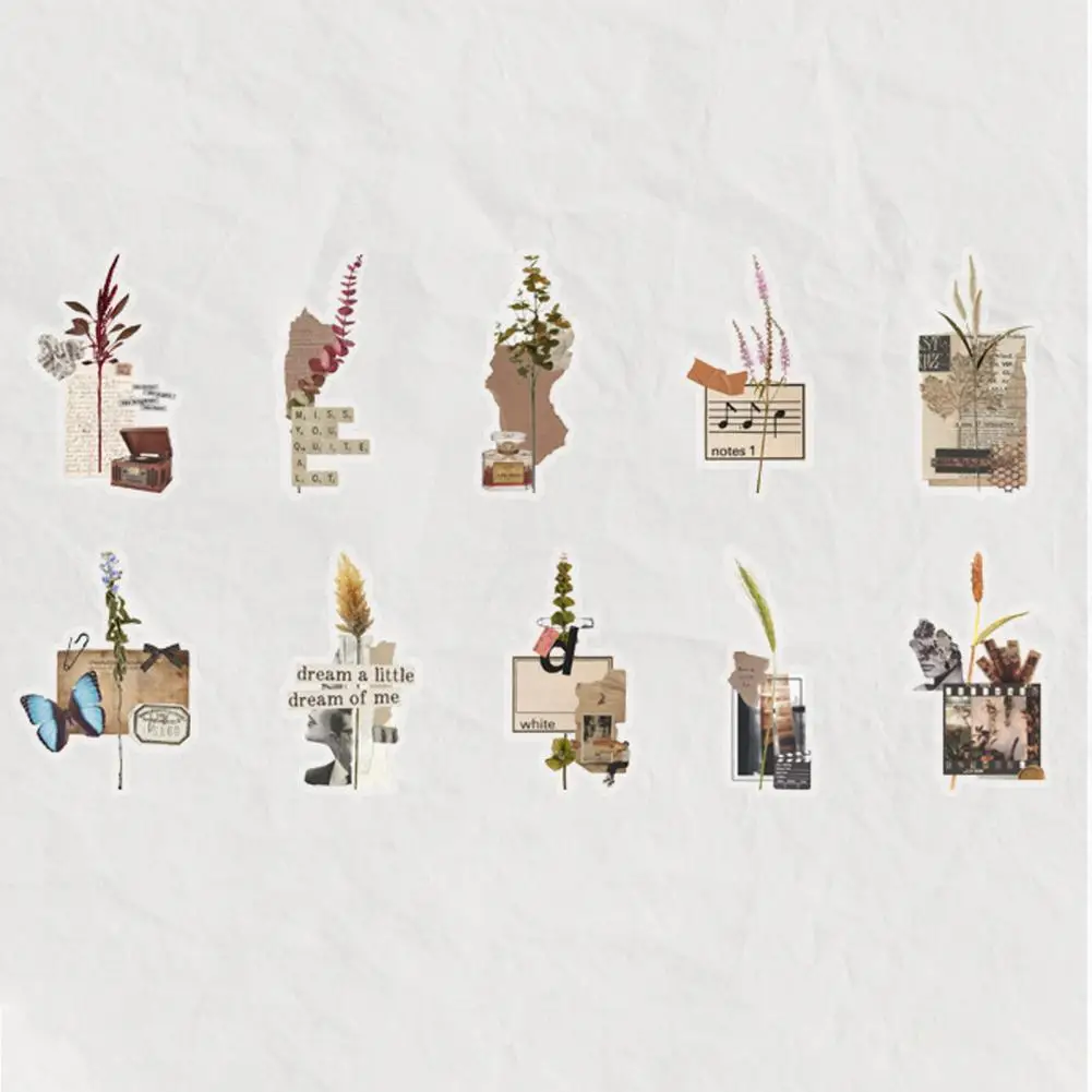 สติกเกอร์ดอกไม้ย้อนยุคสติกเกอร์รูปดอกไม้สมุดภาพดอกไม้ชุดสติ๊กเกอร์รูปลอกแนววินเทจที่การตกแต่ง DIY สำหรับอัลบัมภาพ