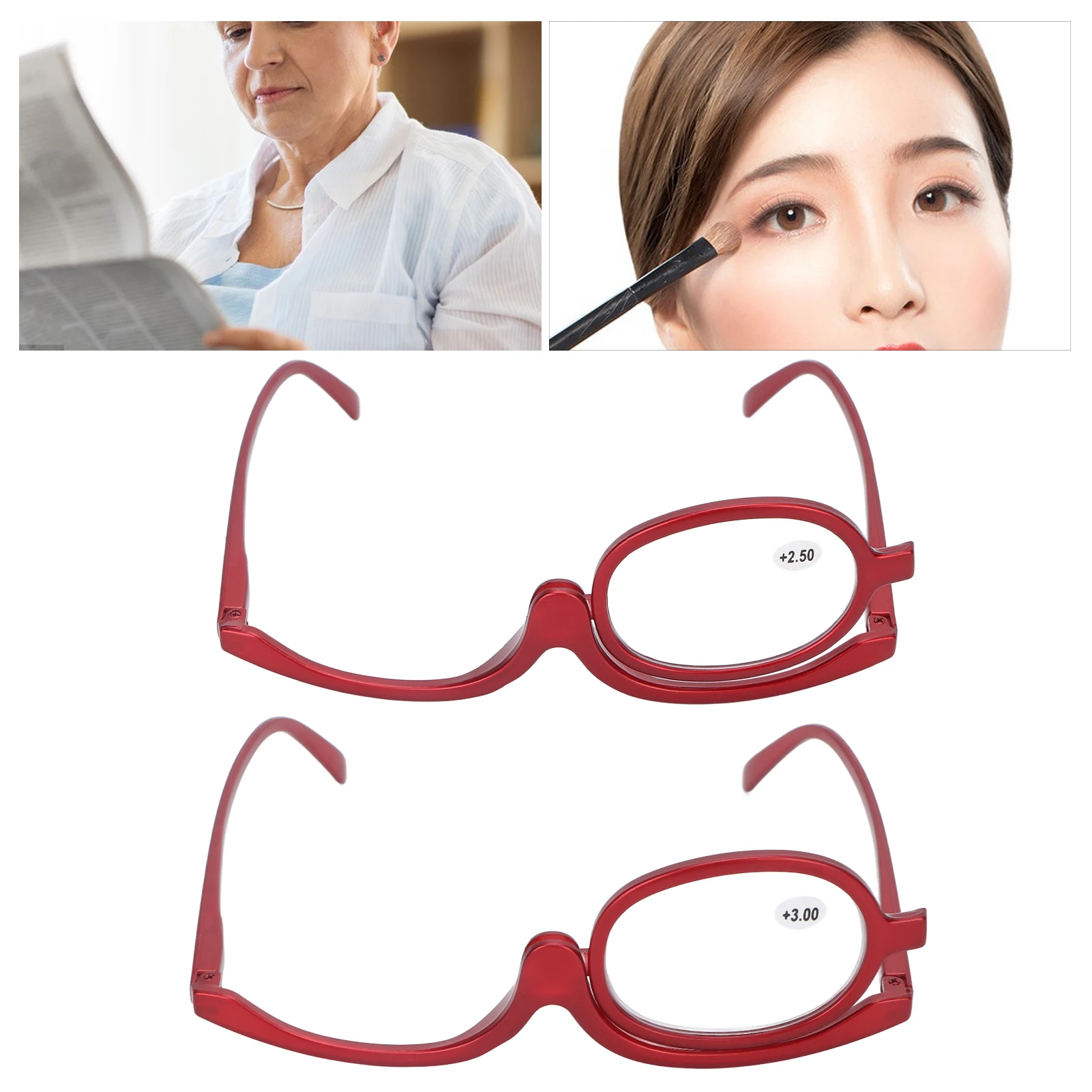 1pcs Magnifying Makeup Glasses Ear Care Single Lens Rotatable Fashionable Eye Make Up Glasses for Women Red Ear Care Tool