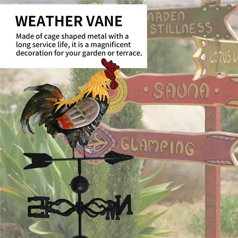 

B84B-Metal Weather Vane With Rooster Ornament Wind Vane Weather Vain For Roof Weather Vanes For Roofs Rooster Weathervane
