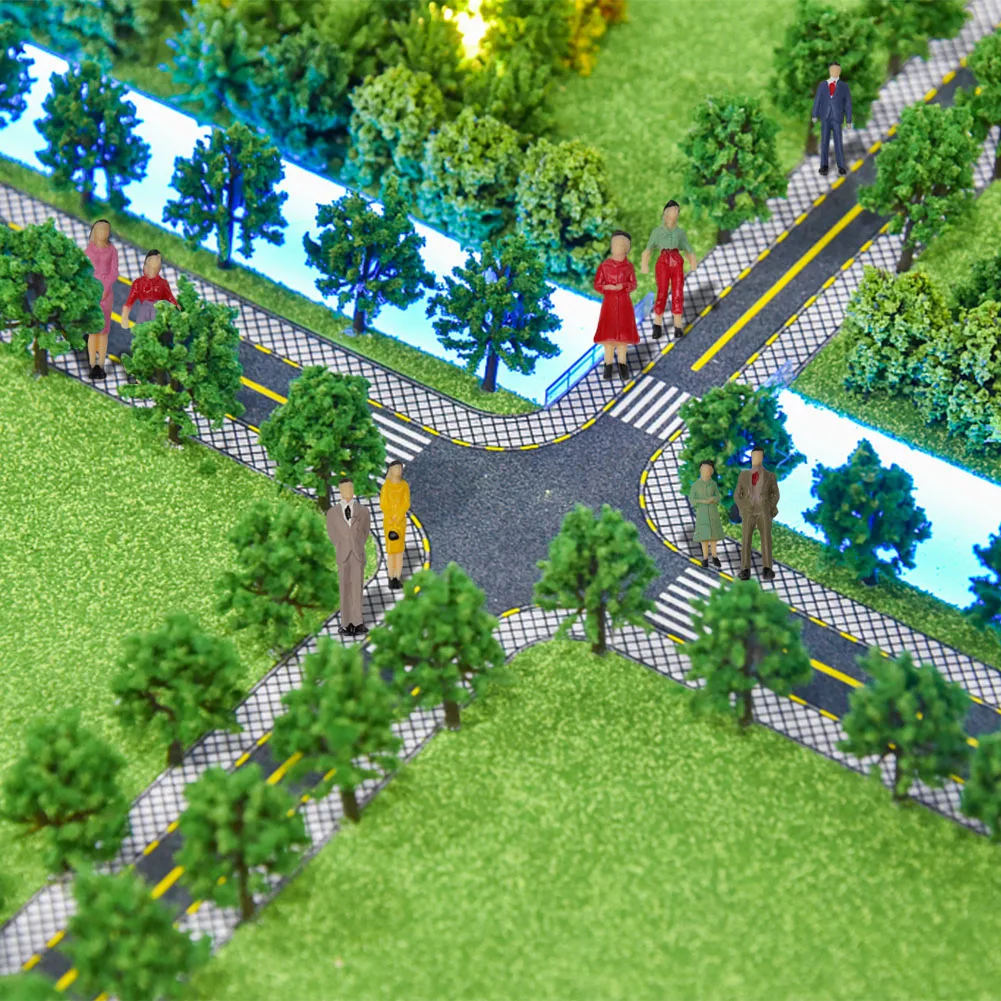 

100 шт. предварительно окрашенных миниатюрных фигурок людей для моделирования по масштабу HO, идеально подходят для добавления сюжетных элементов в железнодорожные и городские сцены.