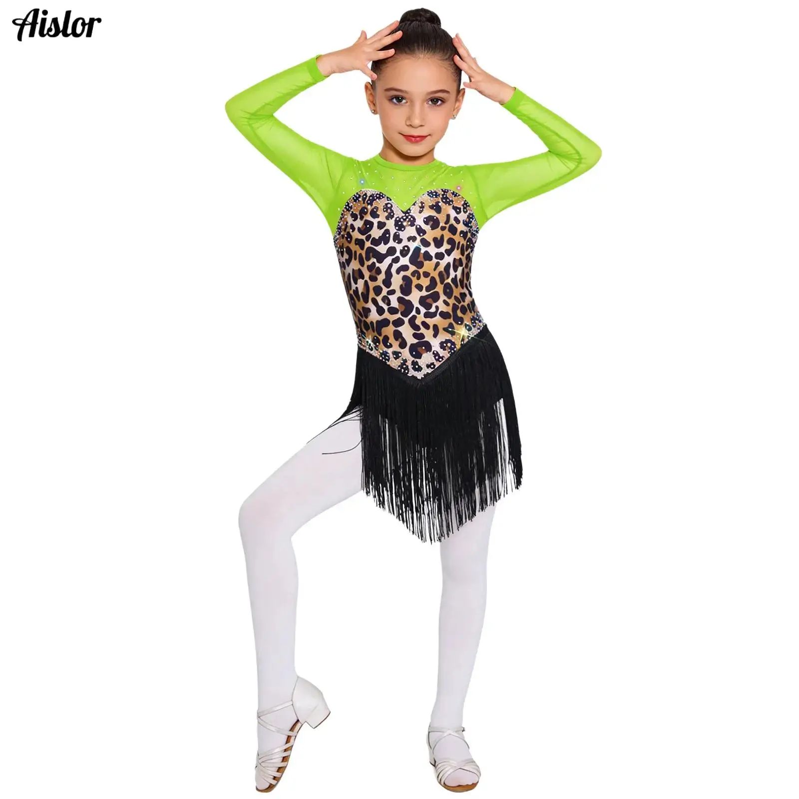 

Latin Dance Dress for Kids Girls Stage Costume for Ballroom Competition Party Suit Children Professional Performance Clothing
