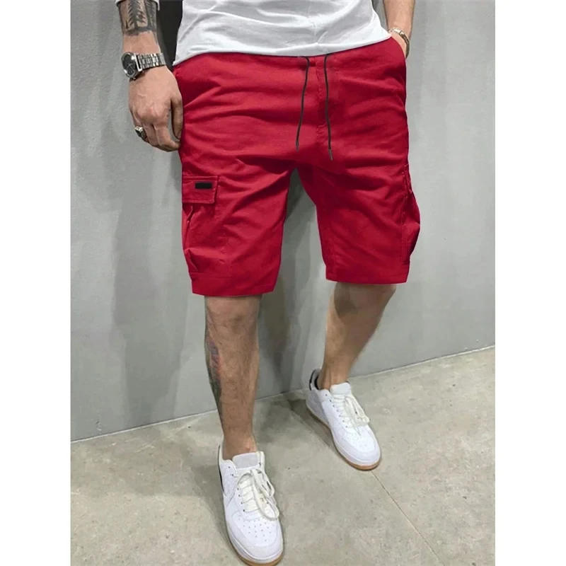 2025年夏新作 メンズ 無地 ルーズ ストレート 多ポケット カーゴショーツ メンズファッション 速乾 カジュアル ビーチショーツ