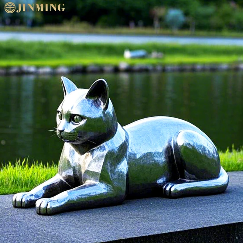 Stainless Steel cat Statues, Garden Landscape cat Decorative Ornaments Customized Outdoor Large Metal cat Statues,