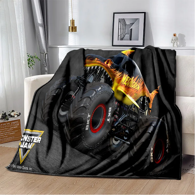 3D Monster Jam Monster Truck Cartoon Blanket,Soft Throw Blanket for Home Bedroom Bed Sofa Picnic Travel Office Cover Blanket Kid