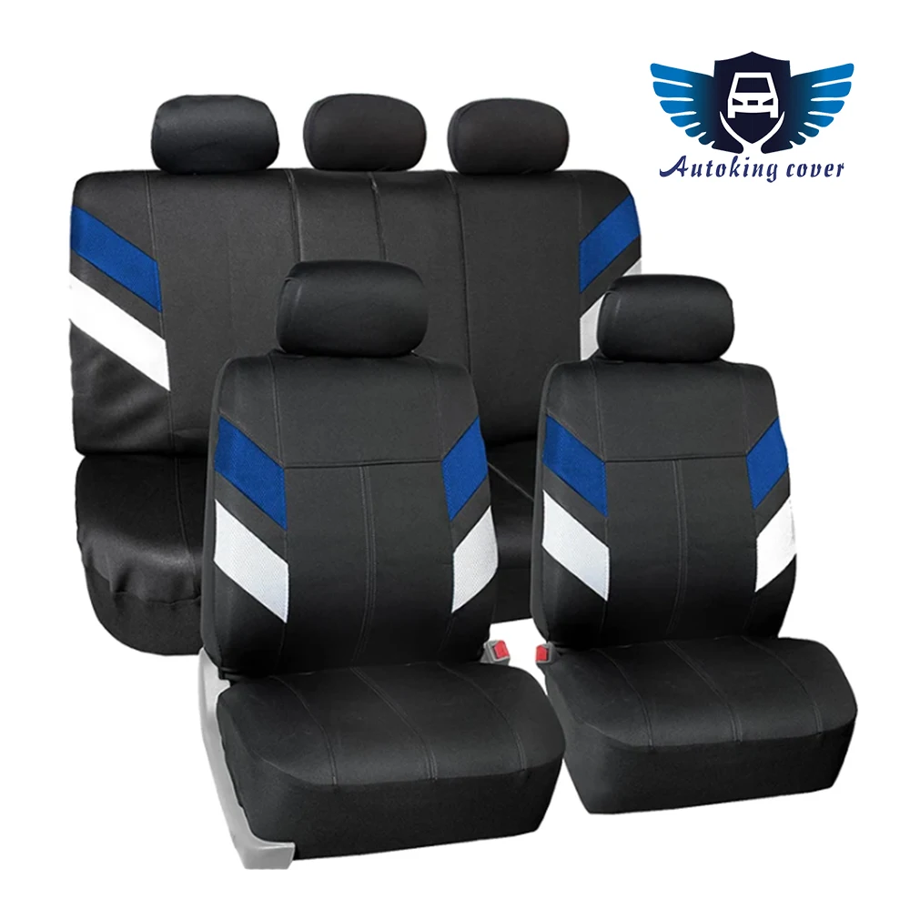 

Autoking Covers PVC Leather And Breathable Sandwich Fabric Universal Car Seat Covers With Three Zipper For Most Car Suv Truck