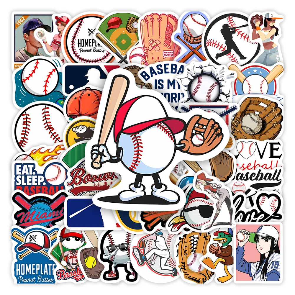 Baseball Illustration Logo Stickers Funny DIY Gift Waterproof Decal for Laptop Scrapbook Phone Bottles Luggage Bags Decoration