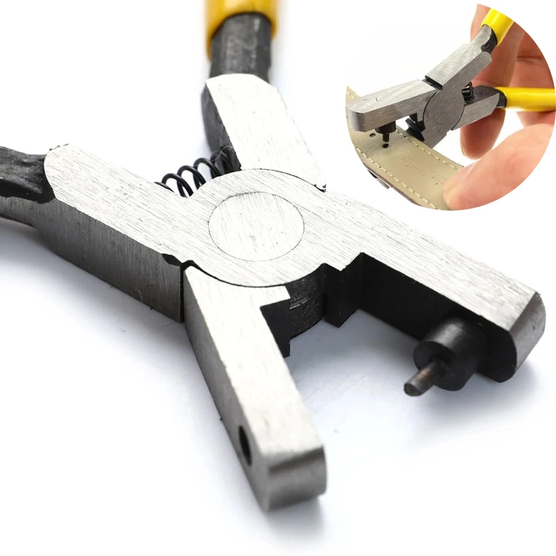 Alicates perforadores para cinturones de cuero, correa de reloj, herramienta para ojales con agujeros, juego de herramientas de instalación de hebilla de cinco puntas, 0,8 mm