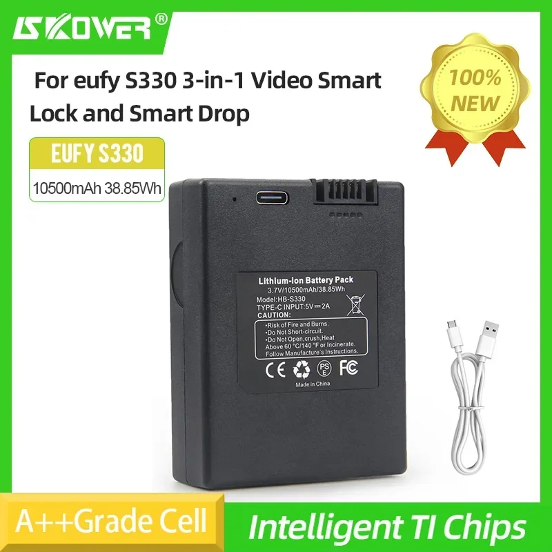 SKOWER NEW 10500mAh Security Rechargeable Battery For eufy S330 3-in-1 Video Smart Lock and Smart Drop