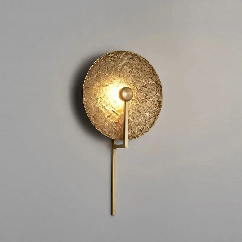 

Modern Luxury Gold Round Solid Copper LED Wall Lamp Living Room Bedroom Indoor Home Decor Wall-Mounted Atmospheric Light Fixture