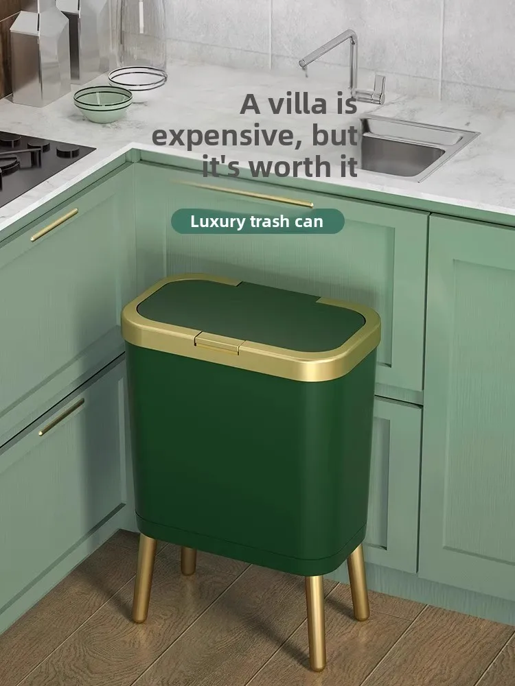 

Большая кухонная корзина Capaci с крышкой, роскошная креативная корзина для бумаги с высокой ножкой для гостиной, пружинная крышка Crion