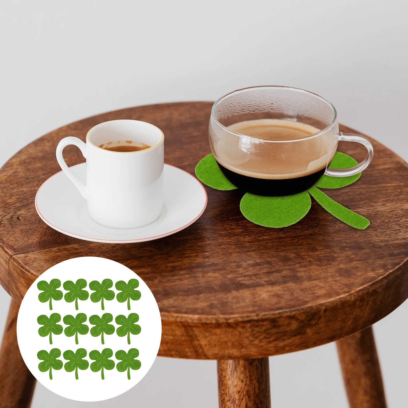 

12Pcs Clover Cloth Coasters Cup Pads for Home Party Table Decoration Placemat Cups Pads Cloth Coasters