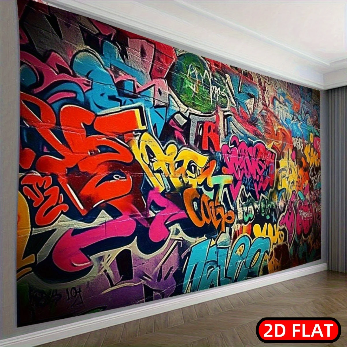 Graffiti Street Art Tapestry - Colorful Urban Spray Paint Design, Hip Hop Wall Decor, Boho Room Accents Polyester Multiple Sizes
