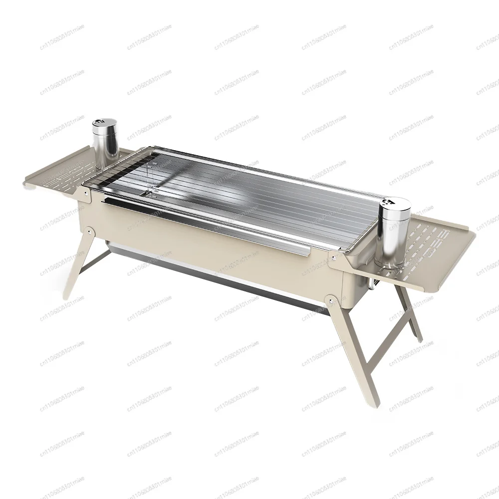 304 stainless steel beige ultra-portable folding outdoor camping barbecue charcoal stove touch control