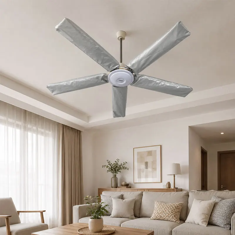 Ceiling Fan Blade Dust Cover 3‑Blade 5‑Blade Industrial Hanging Fan Protector For Living Room Fan Dust‑Proof Sleeve Accessory