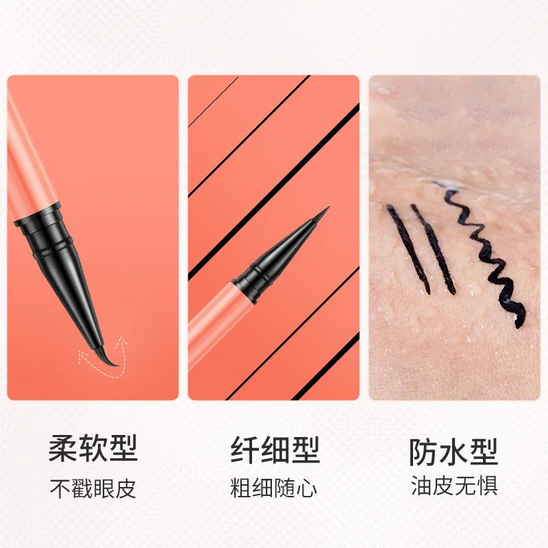 Flamingo slim eyeliner pen female waterproofquick drying and smooth brush soft head long time holding makeup not easy to smudge