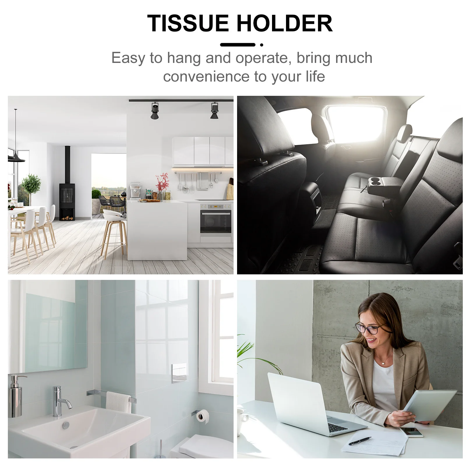

1pc Car Tissue Bag Canvas Hanging Organizer Backseat Wall Mounted Bathroom Bedroom Kitchen Office Tissue Holder Storage Auto