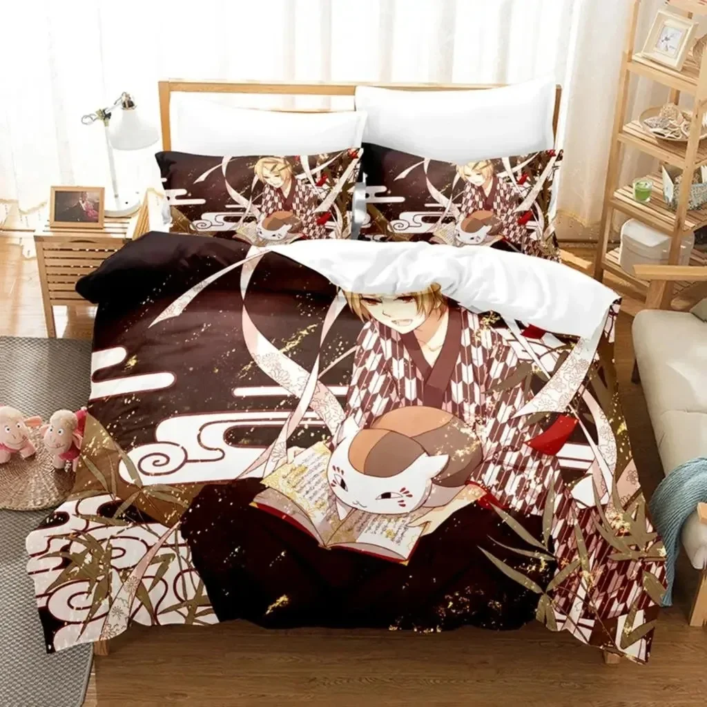 Anime Natsume Book of Friends Nyanko Bedding Set Boys Girls Twin Queen Size Duvet Cover Pillowcase Bed Kids Adult