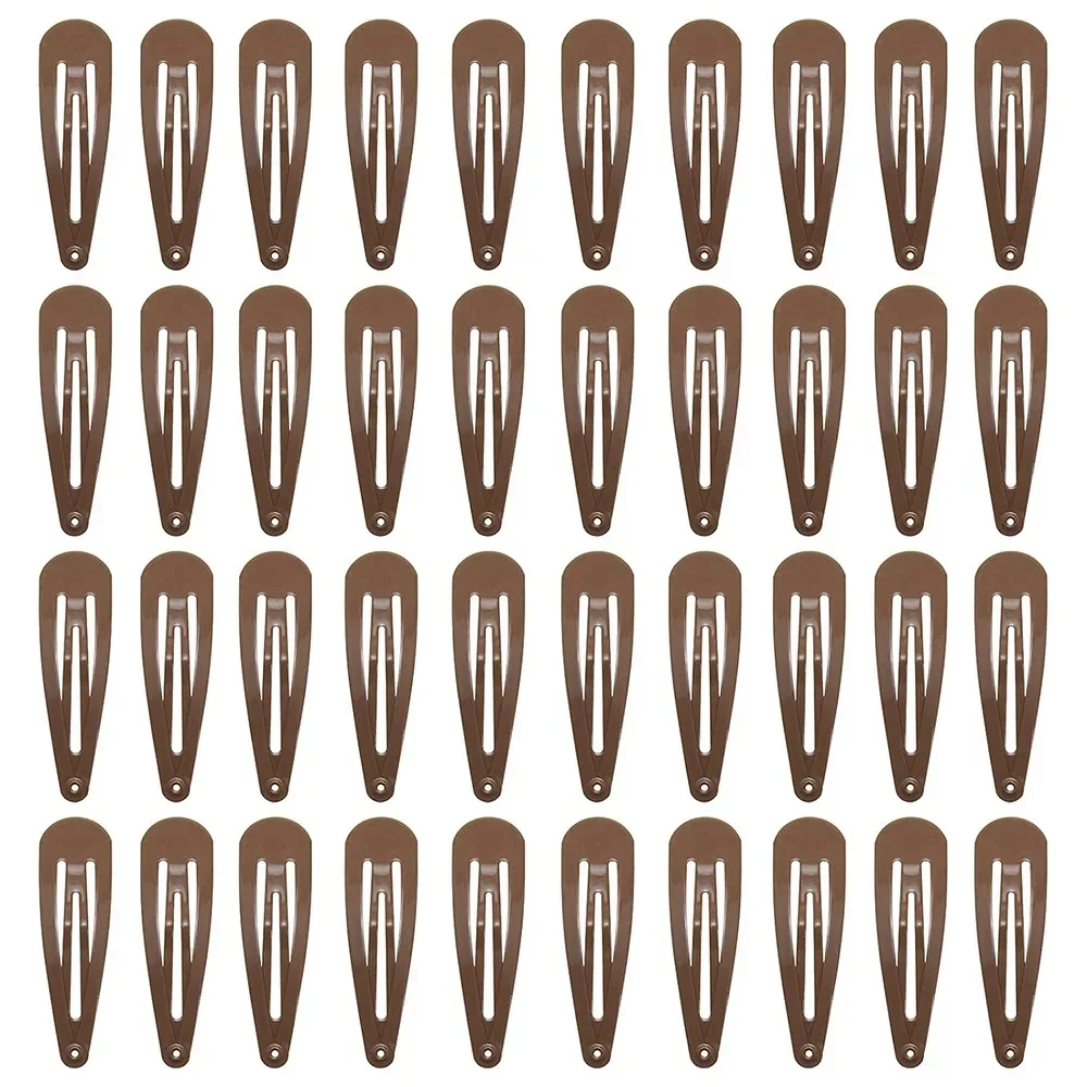 40pcs Solid Color Multicolored Metal Snap Hair Clips 2 Inch Barrettes for Women Accessories - Detail 1