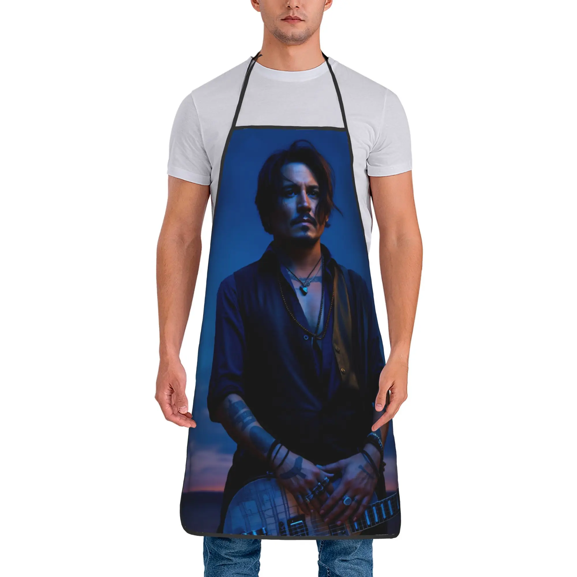 

Фартук с принтом Джонни Деппа, для маникюра, работы, кухни, приготовления пищи, на заказ, без кармана