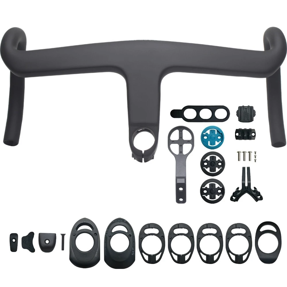 Full Carbon Aero Integrated Road Gravel Handlebar, 28.6mm, Internal Routing, With Bike Computer Mount