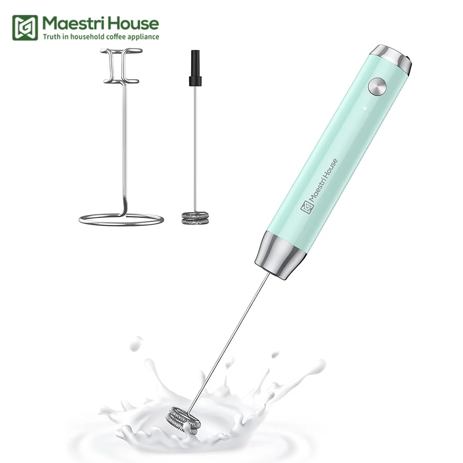 

Maestri House Milk Frother USB-C Rechargeable Wireless Handheld Blender for Coffee Lattes Cappuccino Hot Chocolate Foam Maker