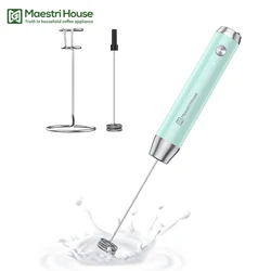 Maestri House Milk Frother USB-C Rechargeable Wireless Handheld Blender for Coffee Lattes Cappuccino Hot Chocolate Foam Maker