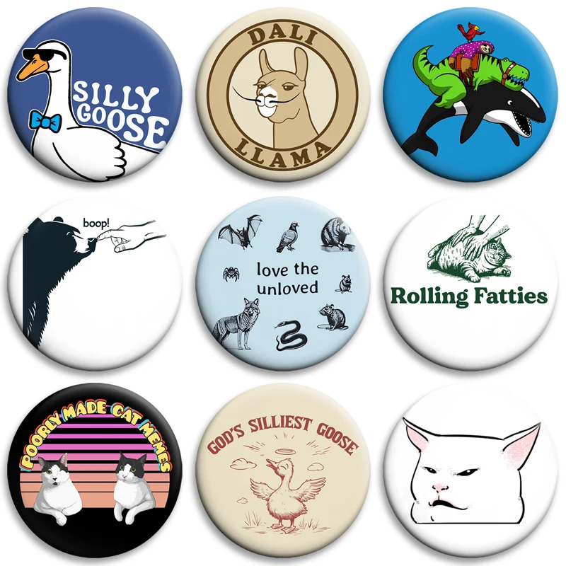 Funny Animals Silly Goose Squirrel Cartoon Enamel Pin Creative Brooch Badge for Bag Clothes Hat Decor Jewelry Accessories Gifts