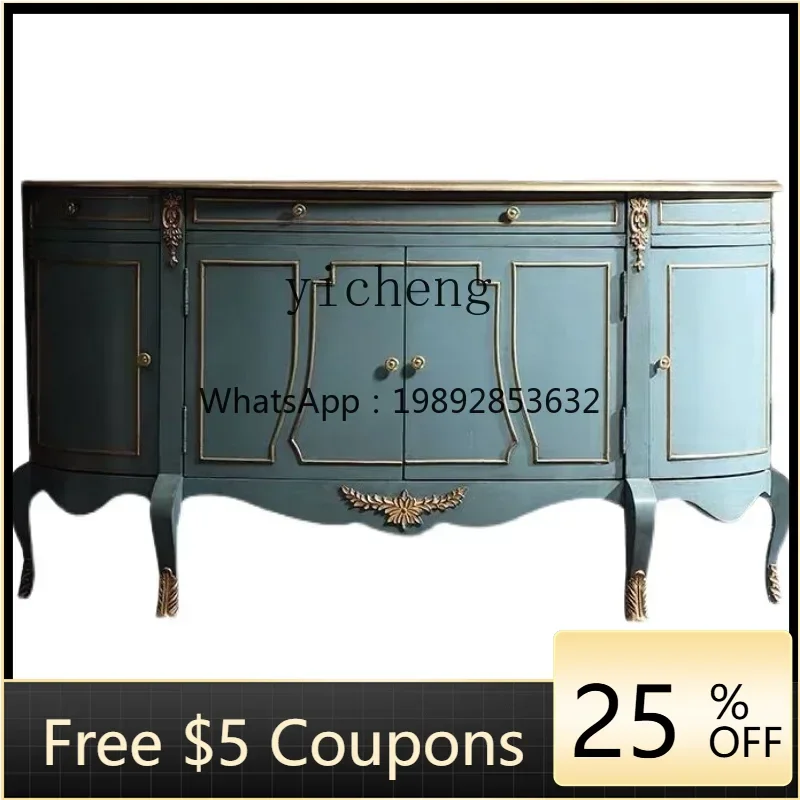 

U8 light luxury entrance cabinet modern simple solid wood carving dining edge semicircular decorative cabinet