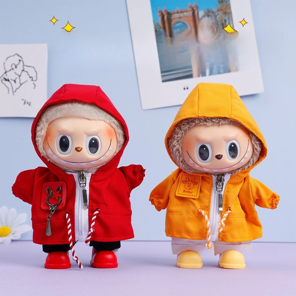 

Suitable For 17cm Labubu Doll Clothes Winter Warm Hooded Sweatshirt And Parka Autumn Winter Kitty Doll Clothes Set Doll Outfit