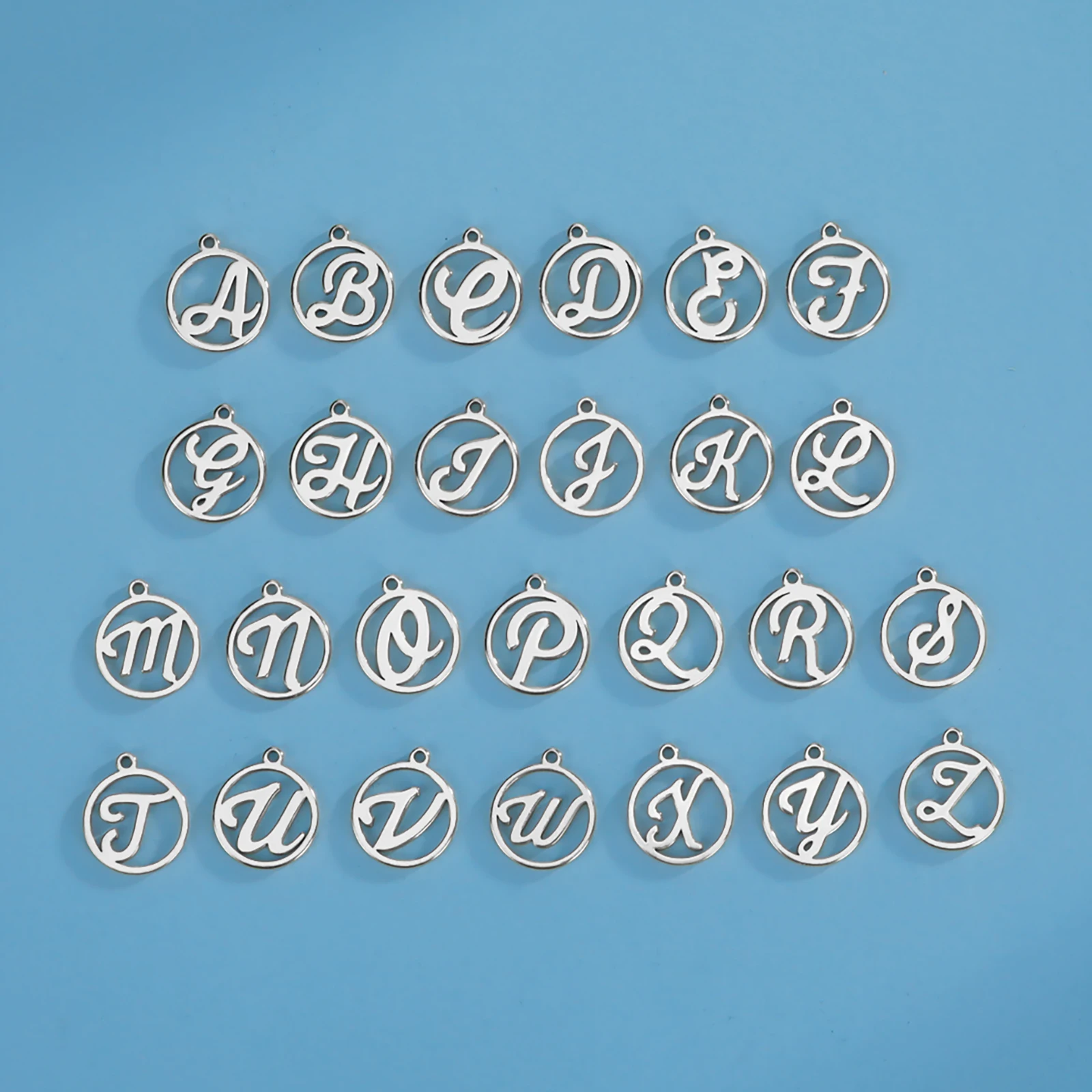 1pc English Letters Round Charms for Jewelry Making Stainless Steel DIY Alphabet Bracelet Necklace Accessories Wholesale