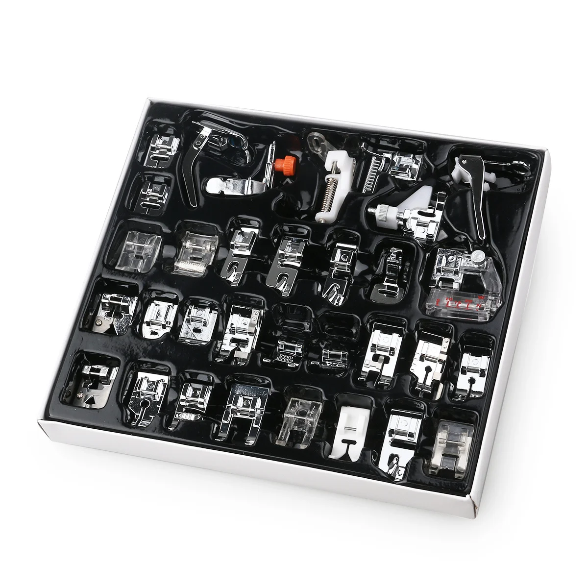 

32Pcs Sewing Machine Presser Feet Kit Strong Metal Presser Foot Set for Household Multi-Functional Machines Low Shank System